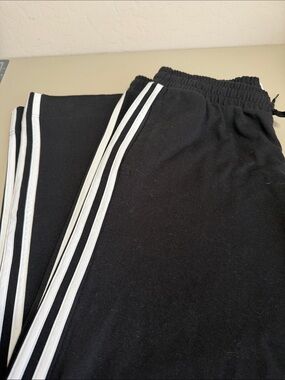 Womens Adidas W 3S FT Wide PT Sz L Black NWT